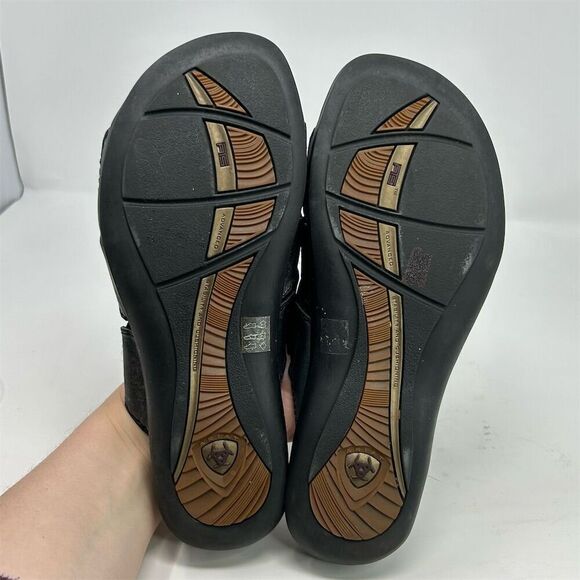 Ariat Women's Costa Huarache Slide Sandals Black Strappy Leather Size 9 Casual - Picture 9 of 12